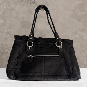Coach Penelope Black Handbag Shoulder Bag Ruffle Pebbled Leather Classic Ruffles